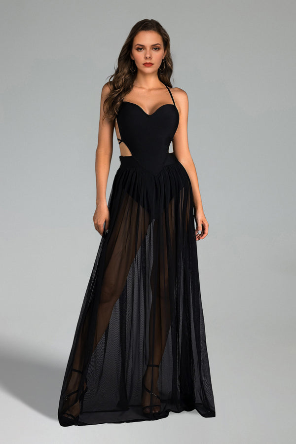 Jamie Lacing Backless V-Neck Maxi Dress