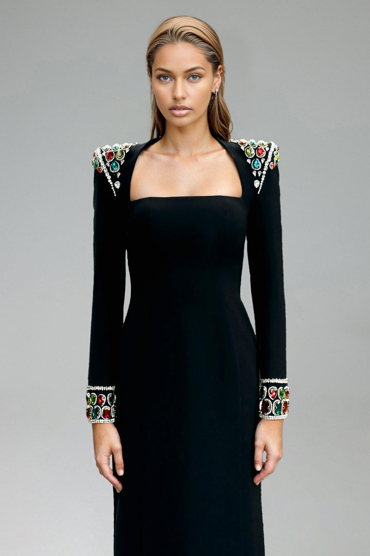 Niaca Rhinestones Bandage Midi Dress