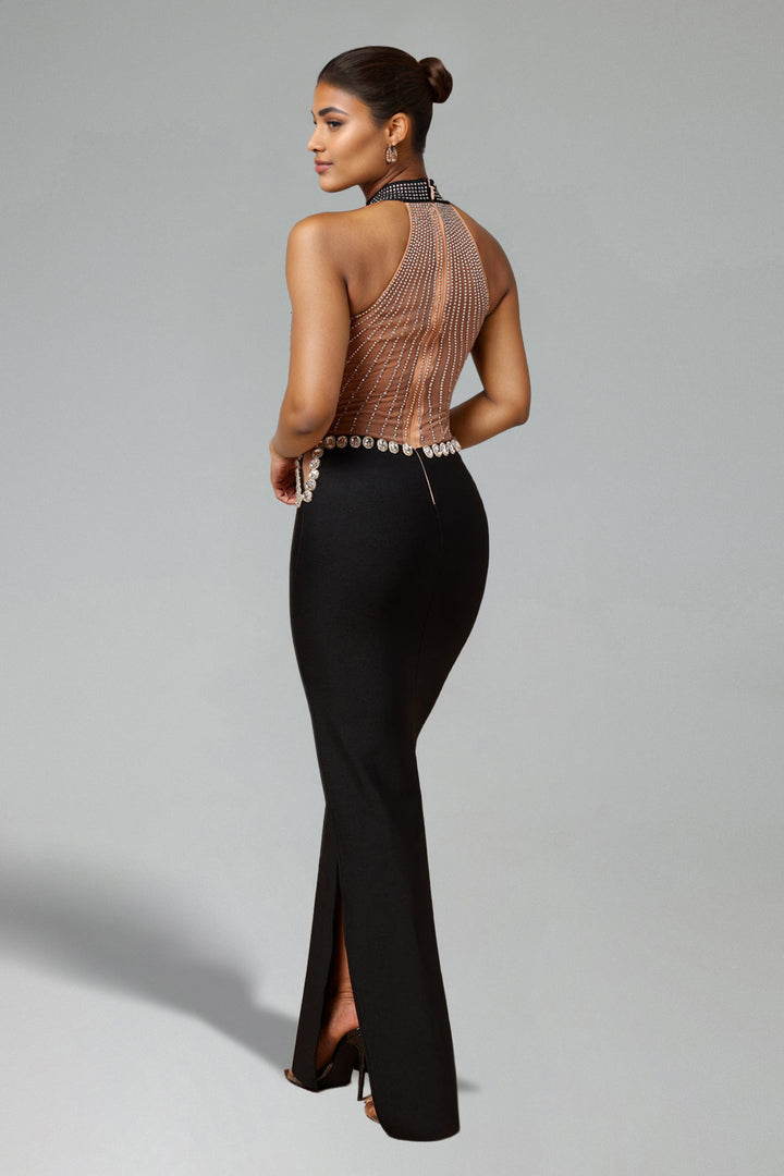 Tiere Vertu Side Slit Elastic Bandage Maxi Dress