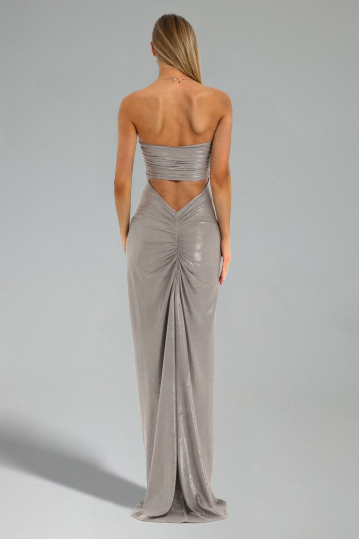 Ock Strapless Back Pleating Maxi Dress