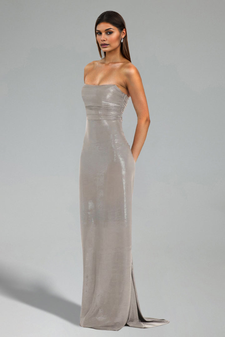 Ock Strapless Back Pleating Maxi Dress