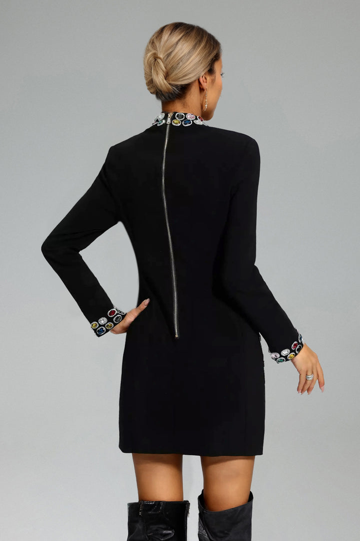 Rode Long Sleeve Set With Diamonds Mini Dress