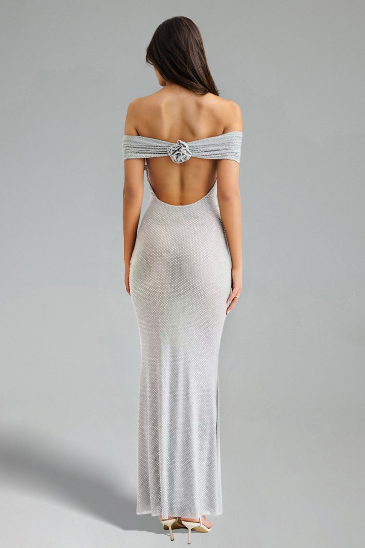 Zohara Strapless Backless Hot Drilling Maxi Dress