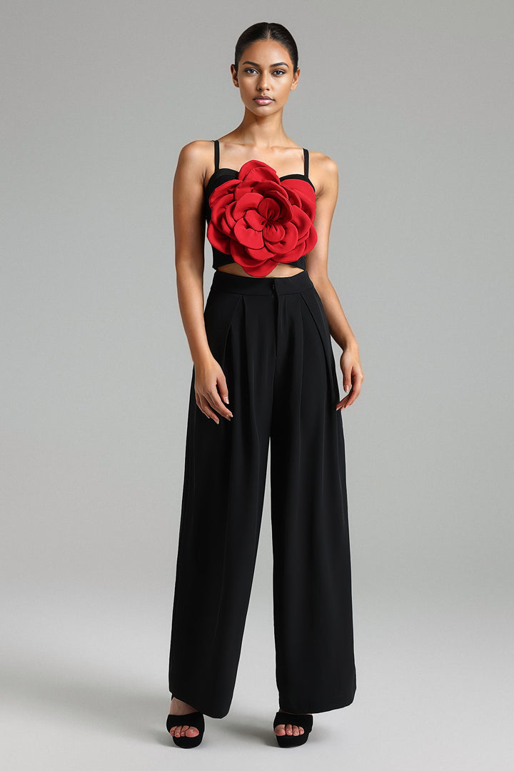 Kater Flower Strapless Top - Red