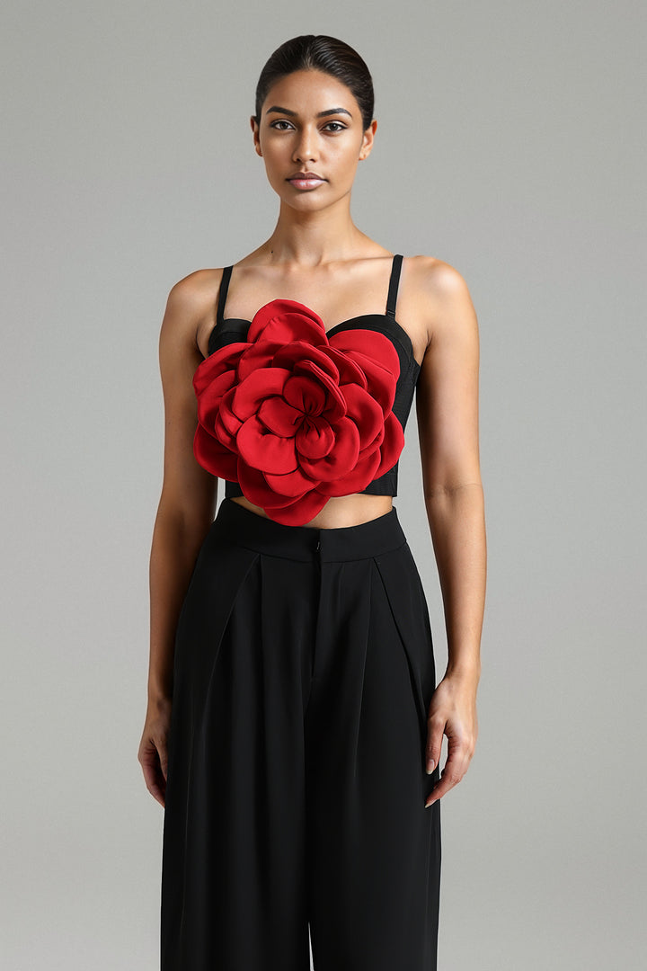 Kater Flower Strapless Top - Red