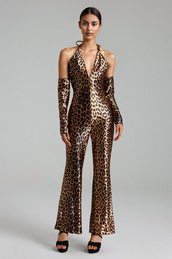 Rika Leopard Halter Jumpsuit