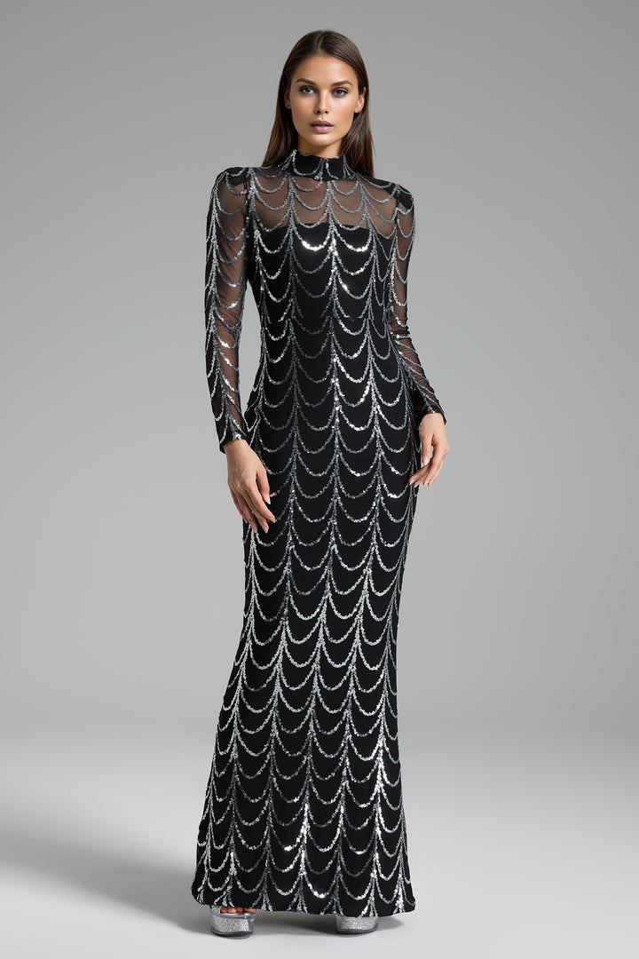 Kendall Long Sleeves Sequin Slim Maxi Dress