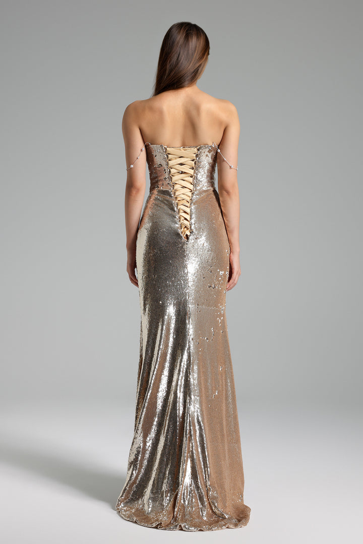 Gricely Strapless Sequin Maxi Dress