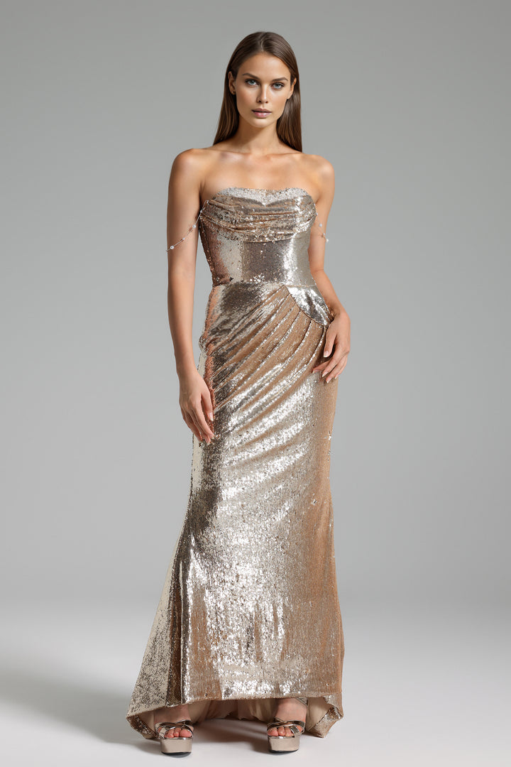 Gricely Strapless Sequin Maxi Dress