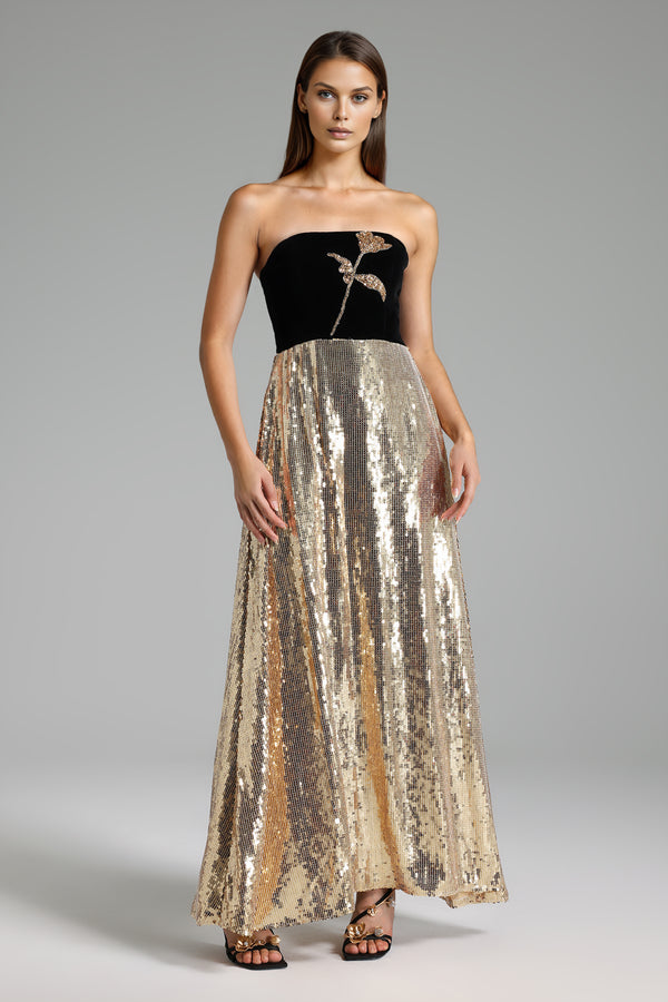 Rosie Strapless Sequin Maxi Dress