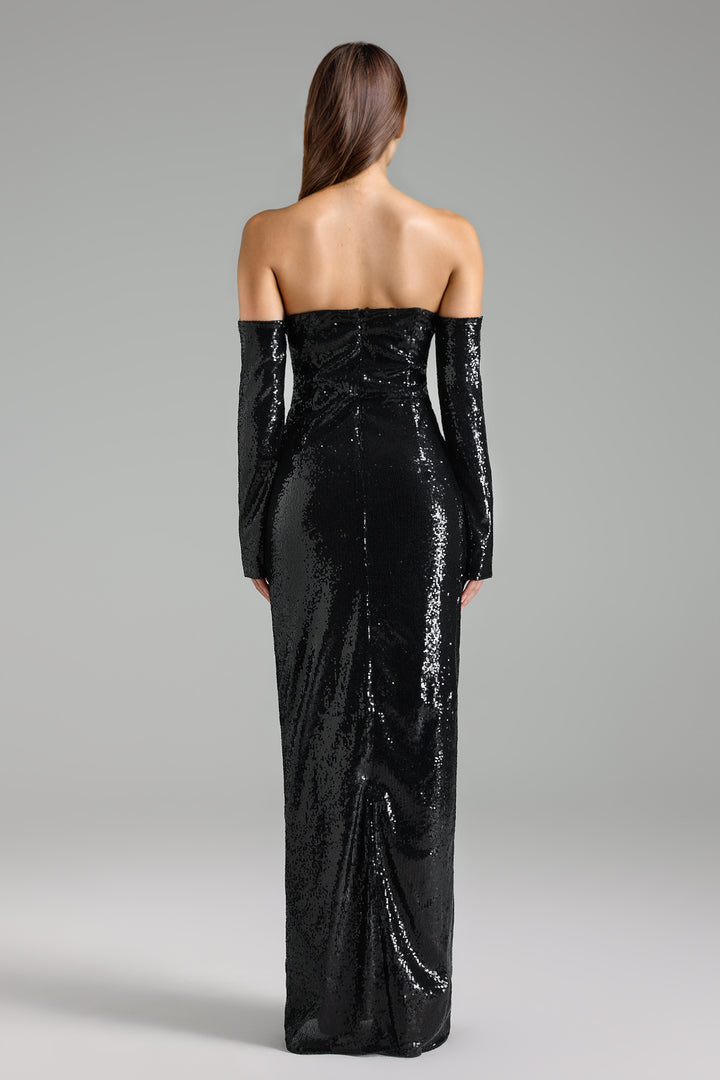 Nico Off-shoulder Sequined Maxi Dress