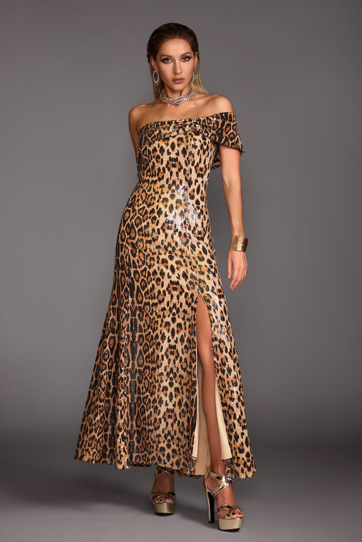 Gianna Sequin High Slit Maxi Dress