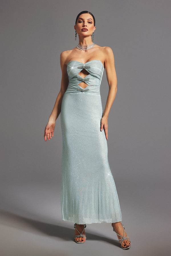 Lexy Strapless Bow Diamond Maxi Dress