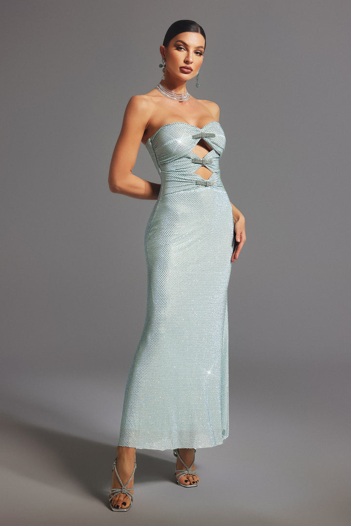 Lexy Strapless Bow Diamond Maxi Dress