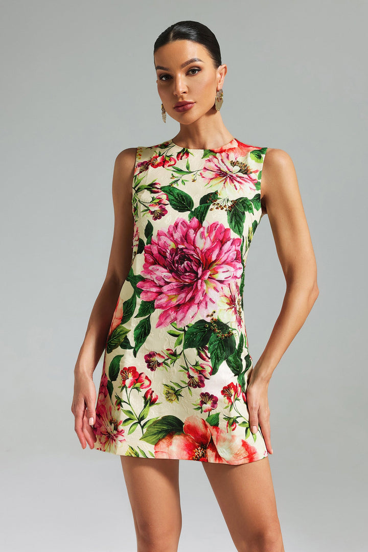 Dolo Sequins Flower Print Dress