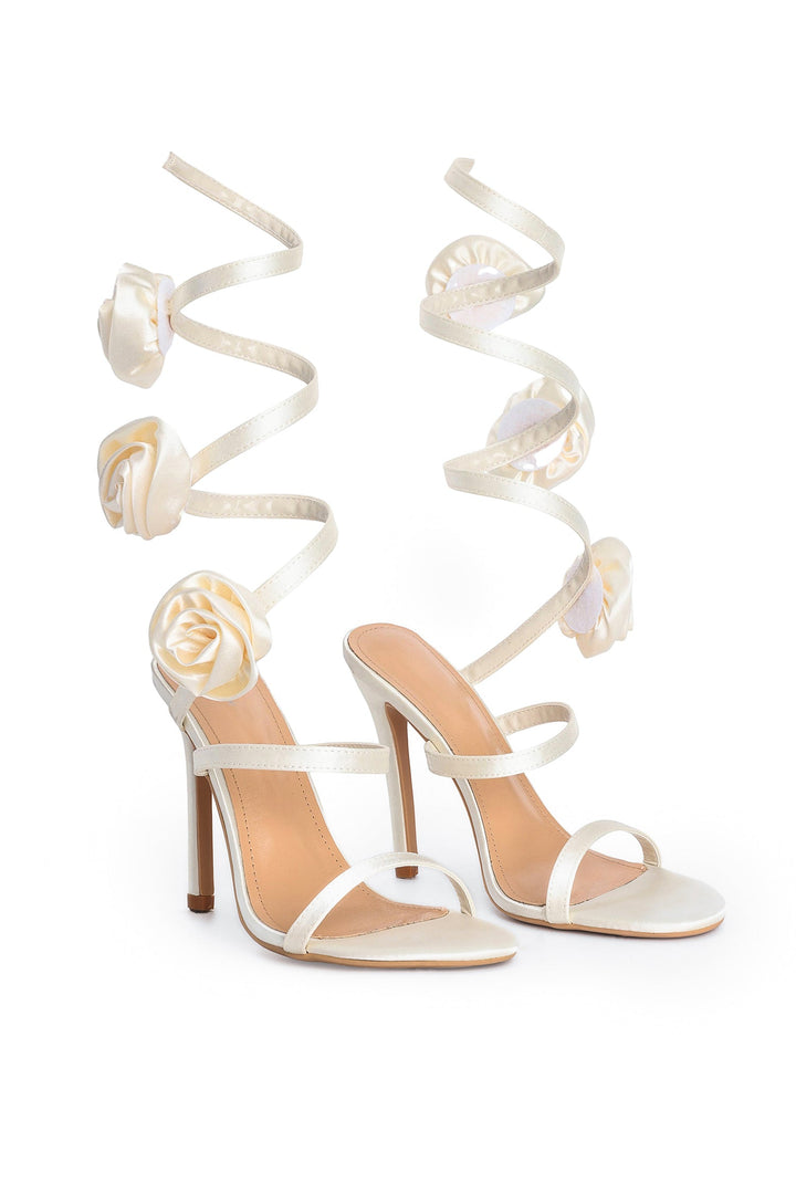 Emier Flower Ankle Strap Heeled Sandals