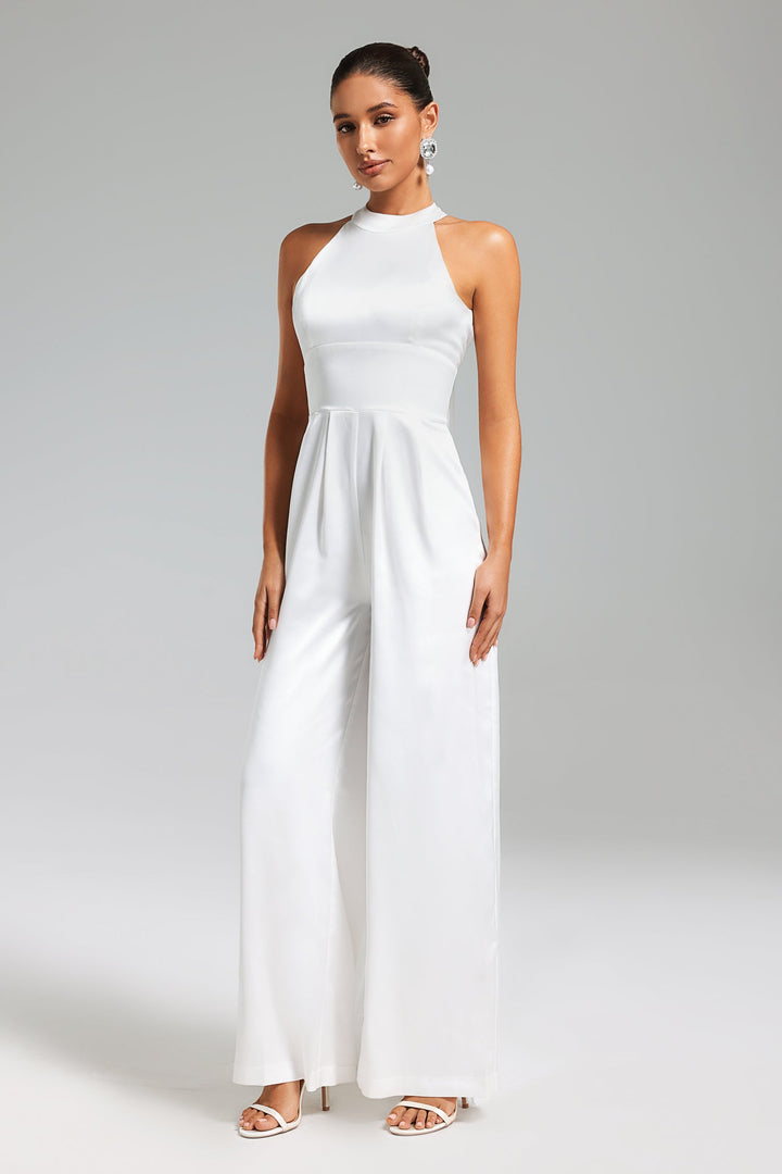 Katya Blackless Halter Jumpsuit - White