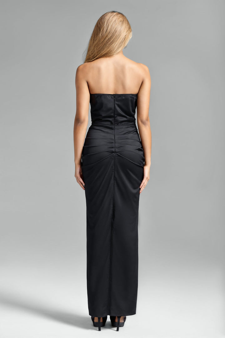 Saliya Satin Diamante Slit Maxi Dress