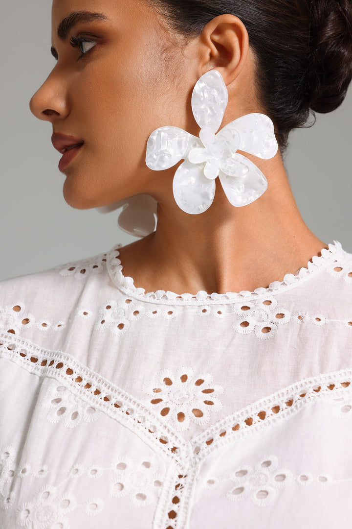 Scarlett Textured Double Floral Earrings