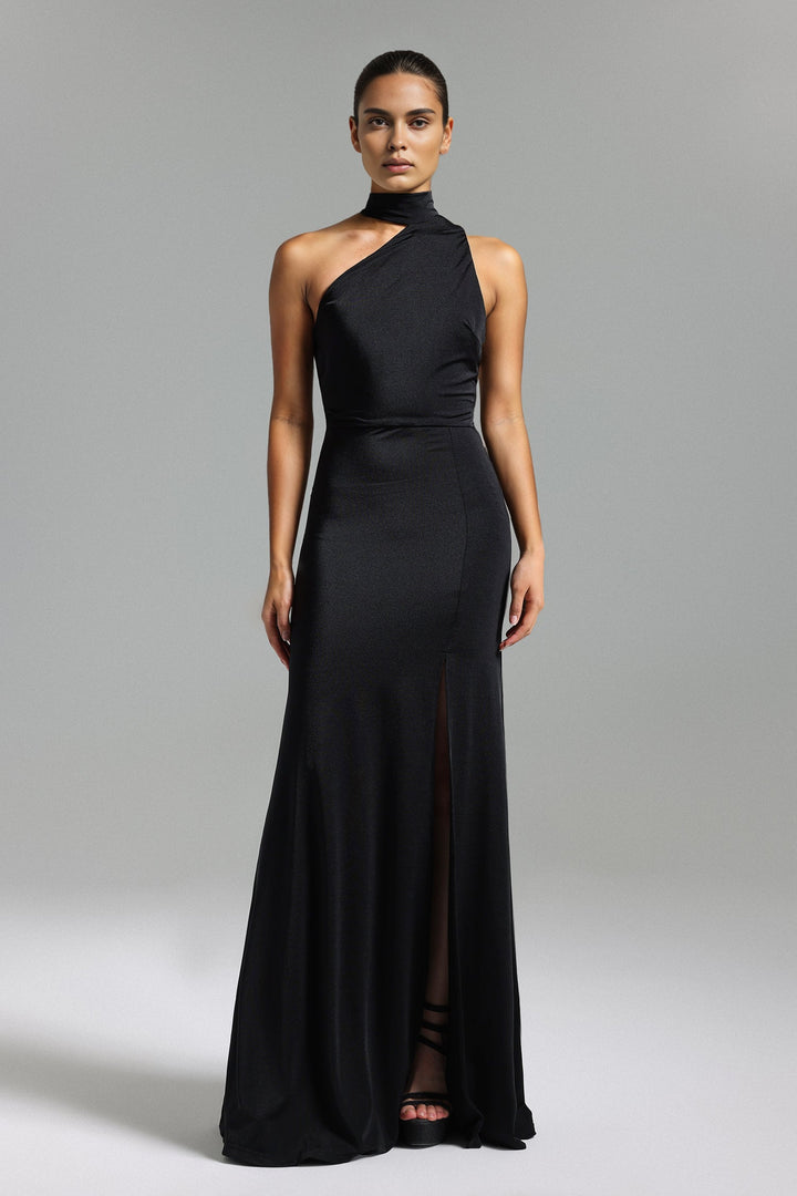 Ursula Halter One Shoulder Slit Maxi Dress