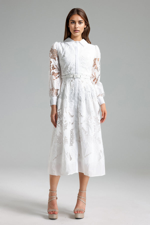 Wenrey Floral Hollow Shirt Dress