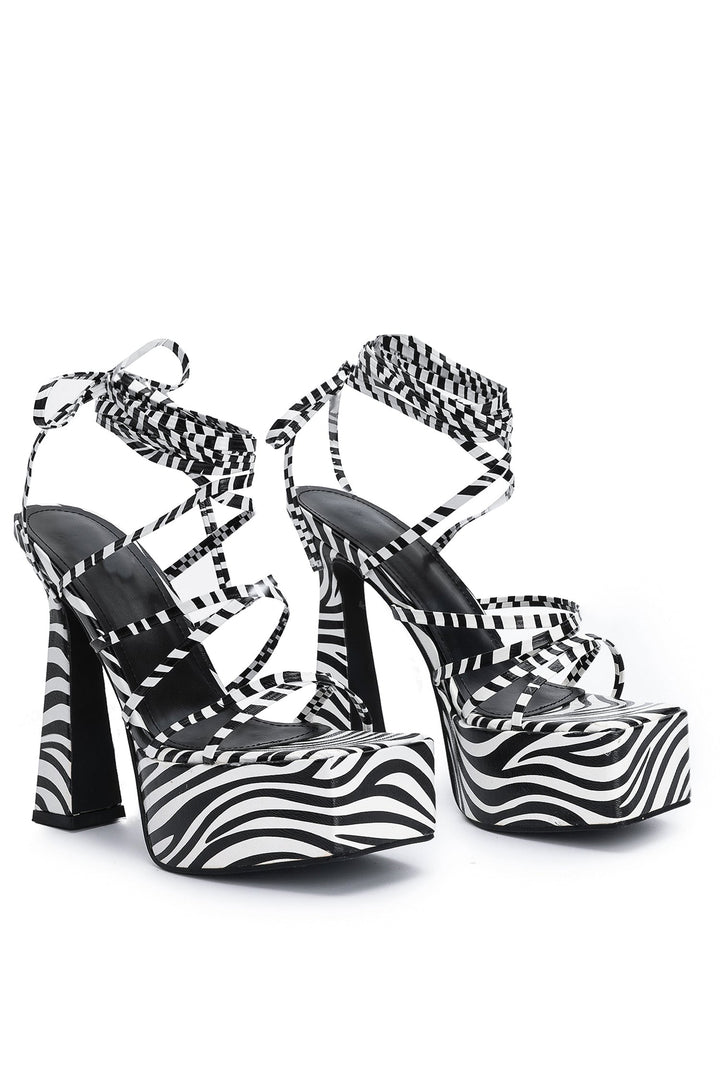 Whitley Zebra Print Strappy Platform Sandals