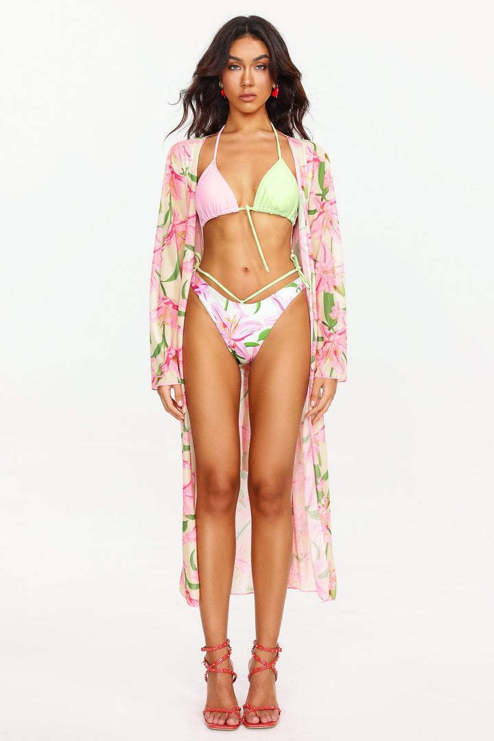 Zarinny Flower Print Bikini Three Piece Set