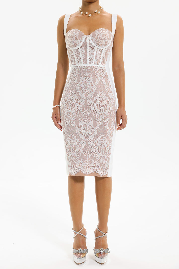 Glera Halter Lace Midi Dress