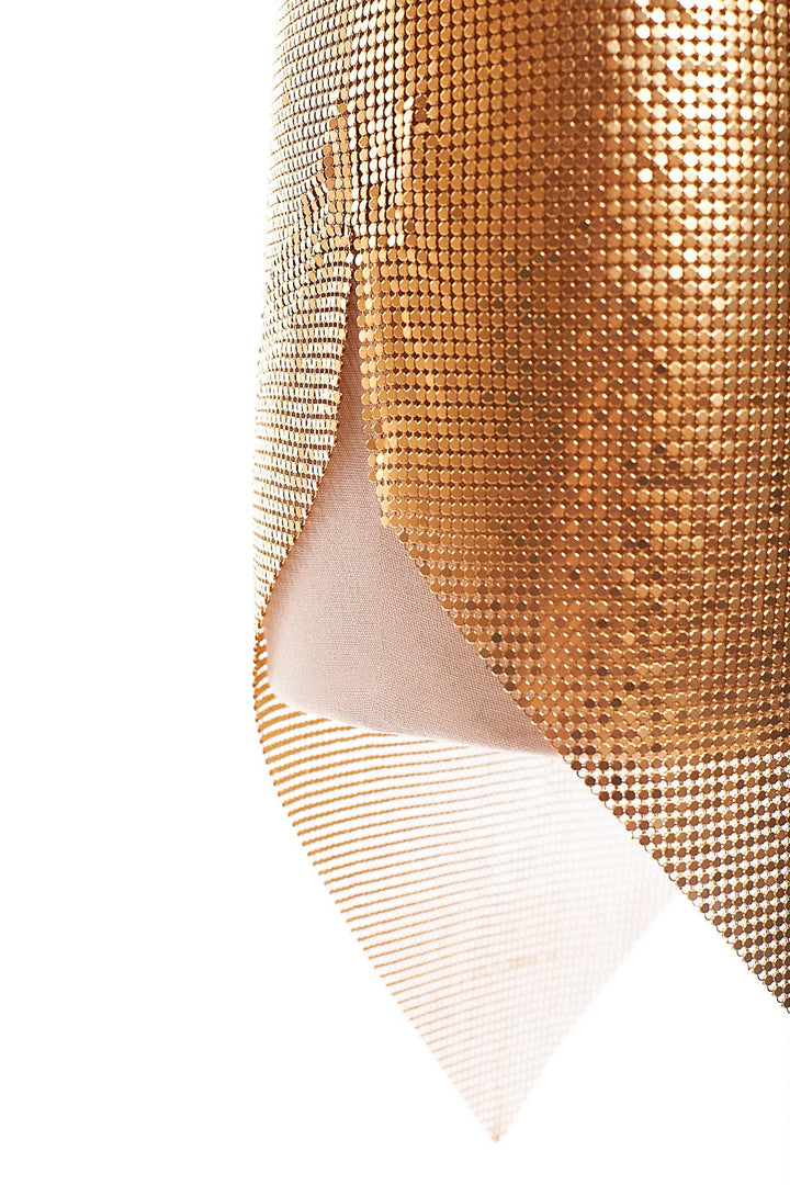 Metallic Mesh Going Out Mini Dress - Gold - Bellabarnett