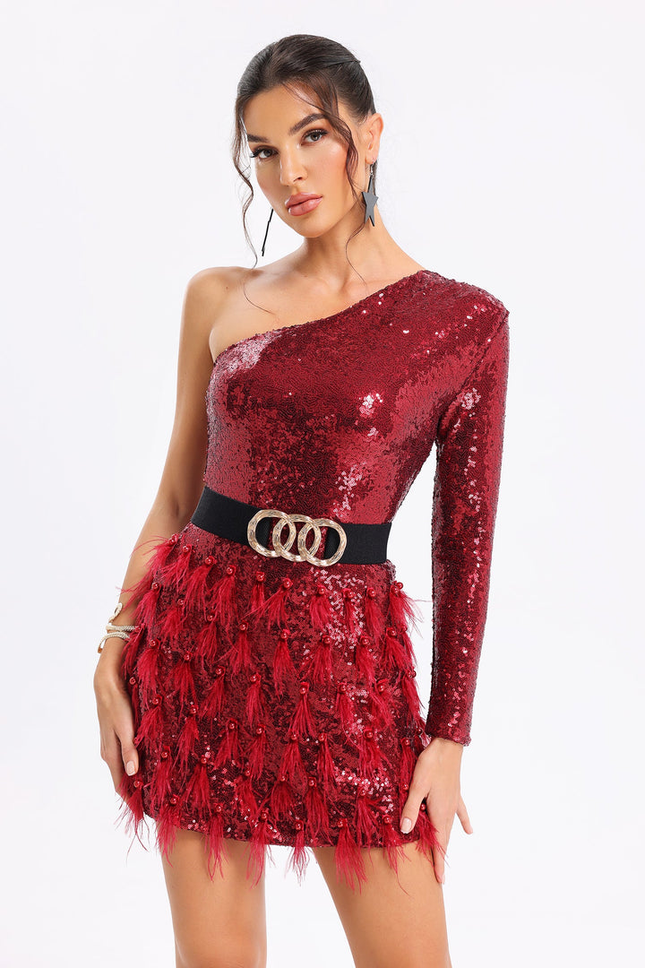 Satu One Shoulder Sequins Dress