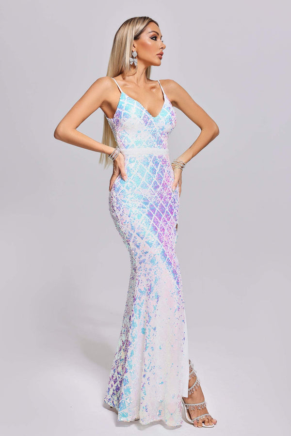 Kanah Slit Sequin Maxi abito